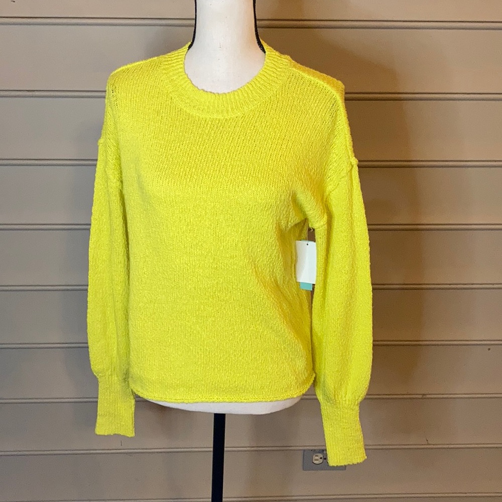 NWT Abound Neon Yellow Sweater Crew - Picture 2 of 6